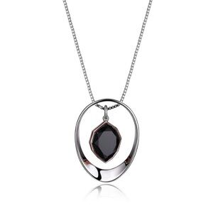 NWT ELLE Silver and Obsidian silver necklace and pendant